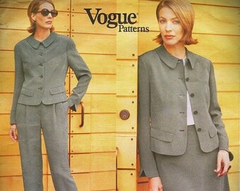 Vogue 1937 Designer Anne Klein II Jacket Skirt Pants (8-10-12 B31.5-34) 1997 Women's Vintage Sewing Pattern FF Uncut