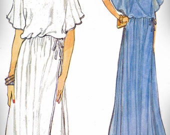 1980s Vogue 7226 (8) Misses Dress Pattern Loose-Fitting with Fitted Underdress Cocktail Evening Very Easy Womens Vintage Sewing Pattern 80s