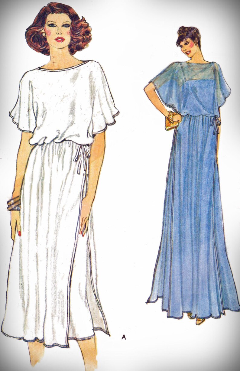 1980s Vogue 7226 8 Misses Dress Pattern Loose-Fitting with Fitted Underdress Cocktail Evening Very Easy Womens Vintage Sewing Pattern 80s image 1