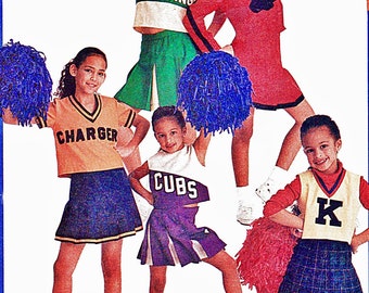 McCalls 8382 Cheerleader Costumes Sewing Pattern Top Skirt Panties in 5 Styles (Girls 7-8) Halloween / Dress Up UNCUT FF