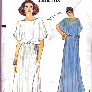 1980s Vogue 7226 8 Misses Dress Pattern Loose-Fitting with Fitted Underdress Cocktail Evening Very Easy Womens Vintage Sewing Pattern 80s image 4