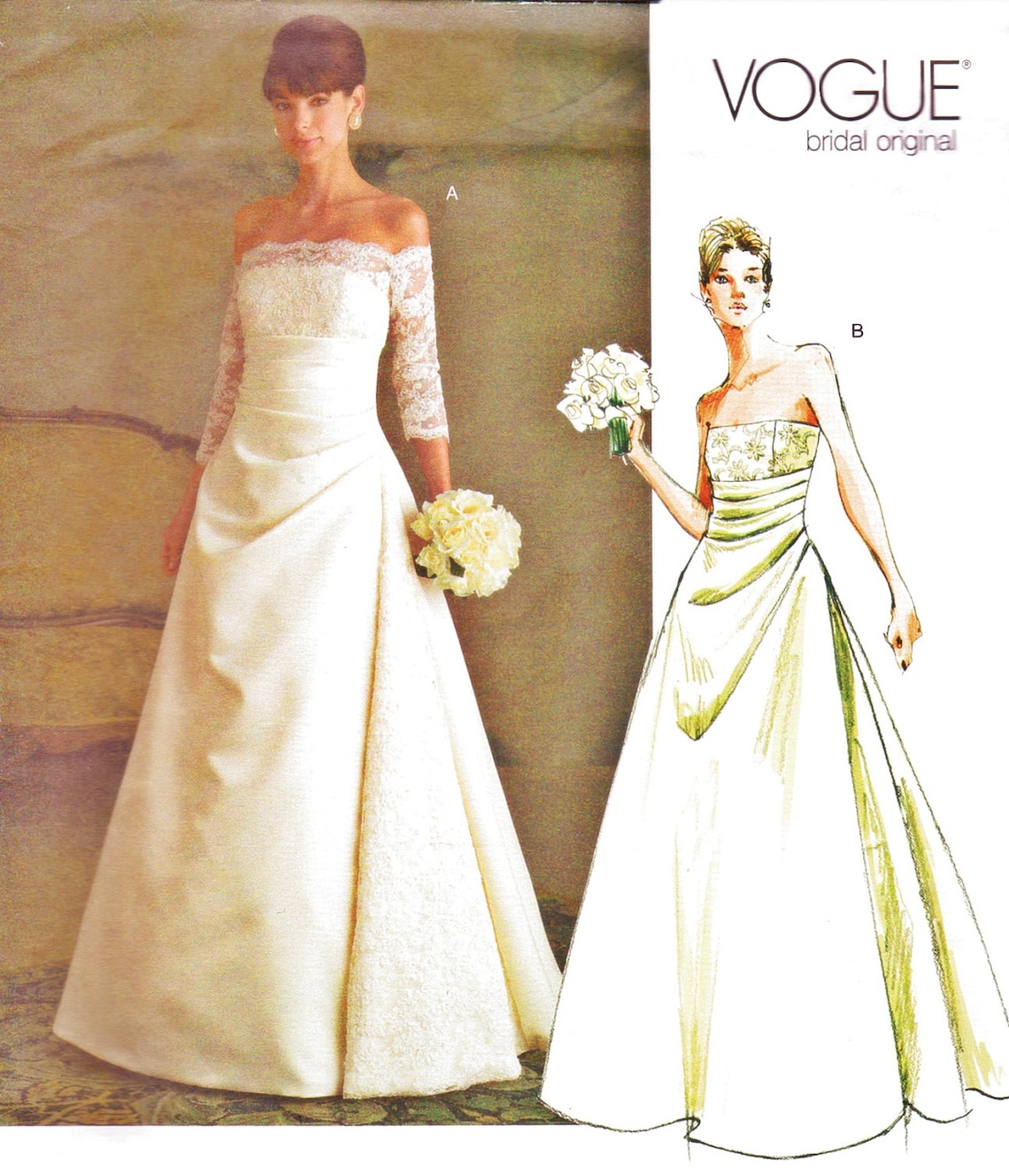 Vogue Wedding Dress Pattern 2842 Misses Bridal Off