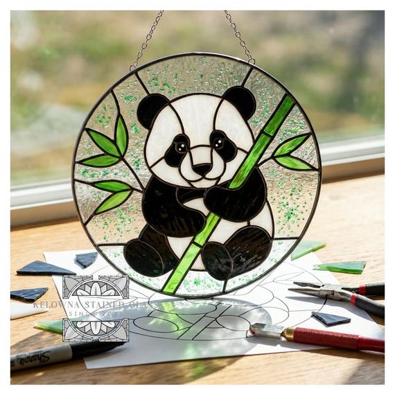 Stained Glass Panda Bear Pattern