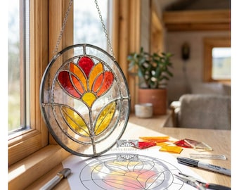 Blooming Flower Stained Glass Pattern