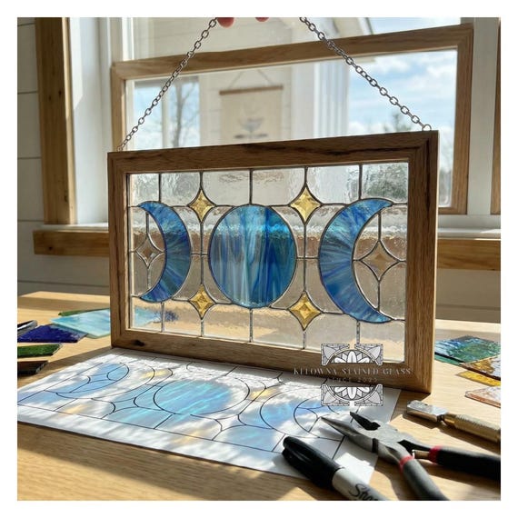 Stained Glass Moon Phases Panel Pattern