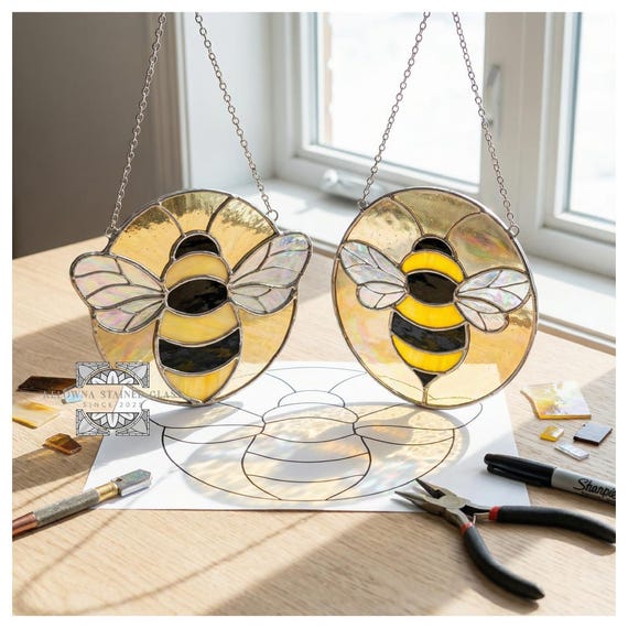 Stained Glass Bumblebee Pattern