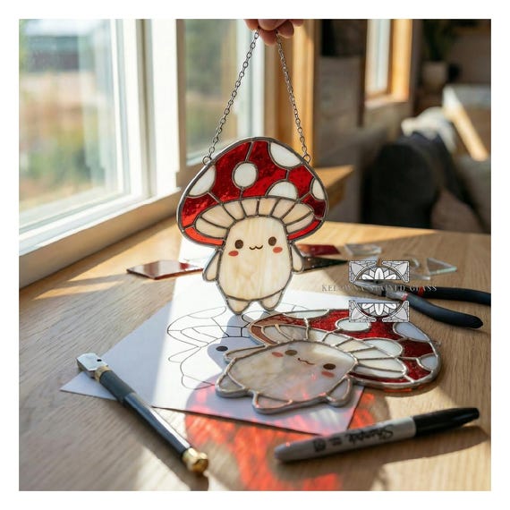 Stained Glass Mushroom Pattern