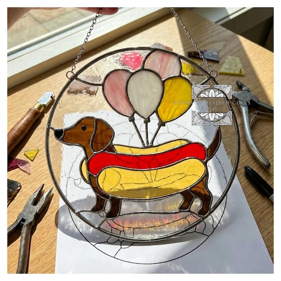 Wiener Hot Dog Stained Glass Pattern