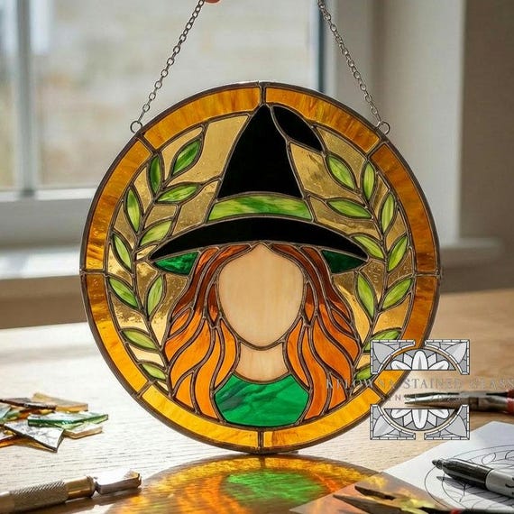 Halloween Witch Stained Glass Pattern