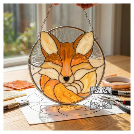 Sleeping Fox Stained Glass Pattern
