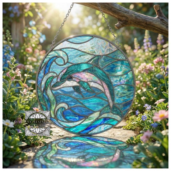 Stained Glass Dolphin Pattern