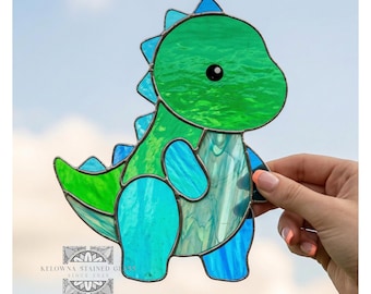 Stained Glass Dinosaur Pattern