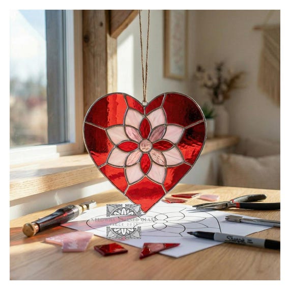 Valentine's Day Stained Glass Heart Pattern