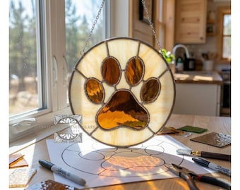 Stained Glass Dog Paw Pattern