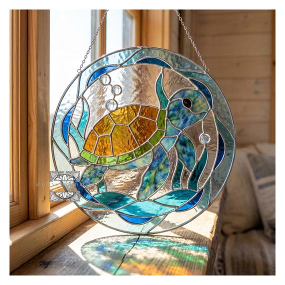 Stained Glass Sea Turtle Pattern