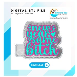 New Year Same B!tch Freshie STL ファイル、freshie ブランク、モールド ハウジング、3D 印刷、デジタル ダウンロード