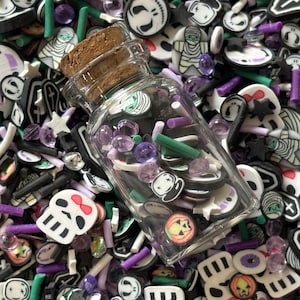 Polymer Clay Fun Skull & Mummy Slices-DIY Hair Glitter/Slime/Embellishment-10-20ml