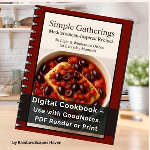 Reuniones sencillas / 50 recetas mediterráneas en PDF / Libro de cocina digital para GoodNotes / Libro electrónico de recetas ligeras y saludables / Descarga instantánea