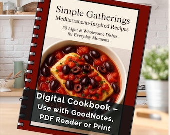 Mediterranean Recipes eBook: 50 Light & Healthy Recipes (PDF Cookbook for GoodNotes)