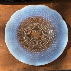 Anchor Hocking Moonstone Hobnail Opalescent Plate With Scalloped Edge