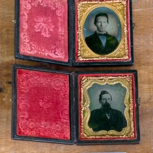 Pair of Antique 19th Century Daguerreotypes in Cases