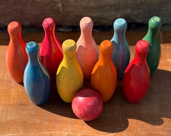 アンティークの木製スキットル、卓上ボウリングゲーム - Etsy 日本