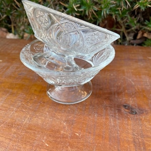 Vintage Set of (2) Pressed Glass Dessert Dishes