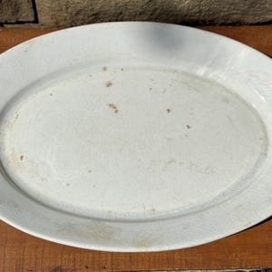 Antique White Oval Ironstone Platter 17.5” x 11.25”