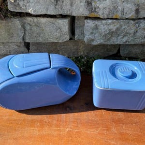 Antique 1930’s Art Deco Hall Pottery Blue Teapot and Refrigerator Jar Set