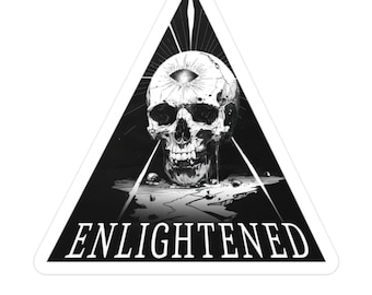 Enlightened Skull Decal, Third Eye Sticker with Radiant Light Beams, Occult Goth Mystical Aesthetic