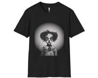 Creepy Child Clown TShirt , Horror Aesthetic, Vintage Circus, Eerie Graphic Tee, Goth, Weirdcore
