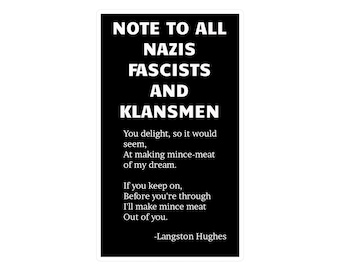 Langston Hughes Anti Fascist Decal, Mince-Meat of My Dream Protest Sticker