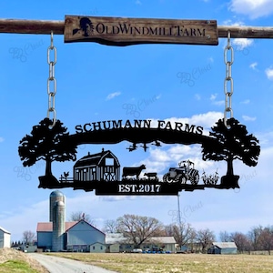 Custom Farmhouse Address Sign,Personalized Ranch Sign,Hanging Farm Sign,Hanging Metal Address Sign