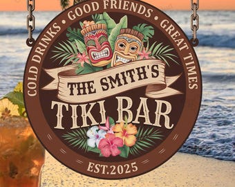 Custom Tiki Bar Sign,Tiki Bar Sign,Tiki Bar Wall Art,Tiki Bar Custom Sign,Tropical Tiki Bar Sign
