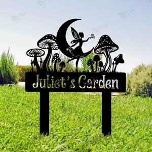 Custom Fairy Garden Sign,  Fairy Garden Metal Stake, Fairy Garden Metal Sign,Fairy Metal Yard Art