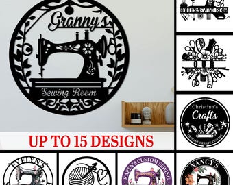 Letrero de costura personalizado, letrero de máquina de coser, letrero de costura, letrero de pared para sala de manualidades, decoración de pared para sala de manualidades, letrero metálico para máquina de coser