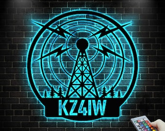 Personalized Ham Radio Metal Sign with LED Lights, Ham Radio Metal Wall Art, Ham Shack Sign, Radio Operator Decor, Ham Radio Call Sign