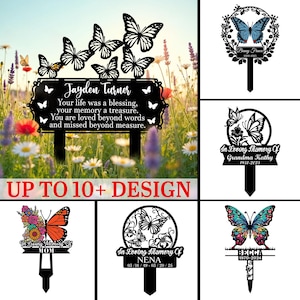 Custom Butterfly Memorial Garden Sign,Sympathy Gift,Butterfly Graveyard Plaque,In Loving Memory Butterfly Stake,Butterfly Garden Remembrance