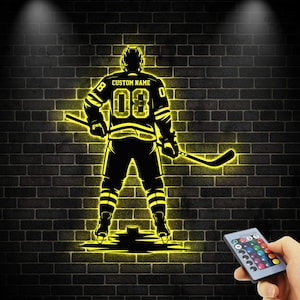 Custom Ice Hockey Metal Wall Art LED Light,Hockey Player Name Sign , Hockey Metal Sign, Hockey Player Name Sign, Hockey Lover Gift
