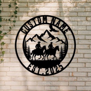 Custom Cowboy Metal Farm Sign,Cowboy Family Name Sign,Cowboy Metal Art,Farmhouse Decor,Cowboy Metal Ranch Sign