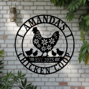 Enseigne en métal personnalisée pour poulailler, poulailler, poulailler, œufs de ferme, décoration de poulailler, décoration de poulailler, cadeau pour maman/grand-mère