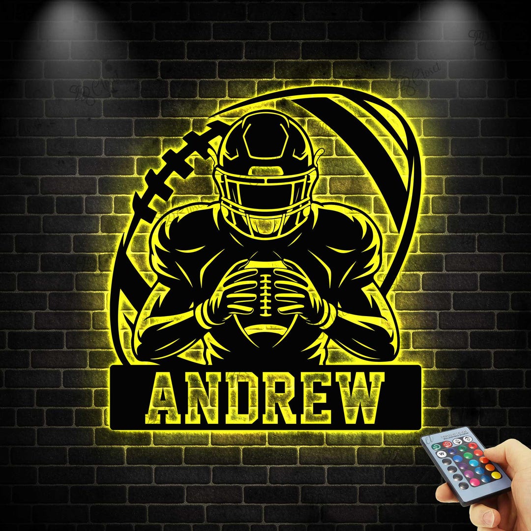 Custom Football LED Sign, Football Wall Light, Football LED Wall Sign ...