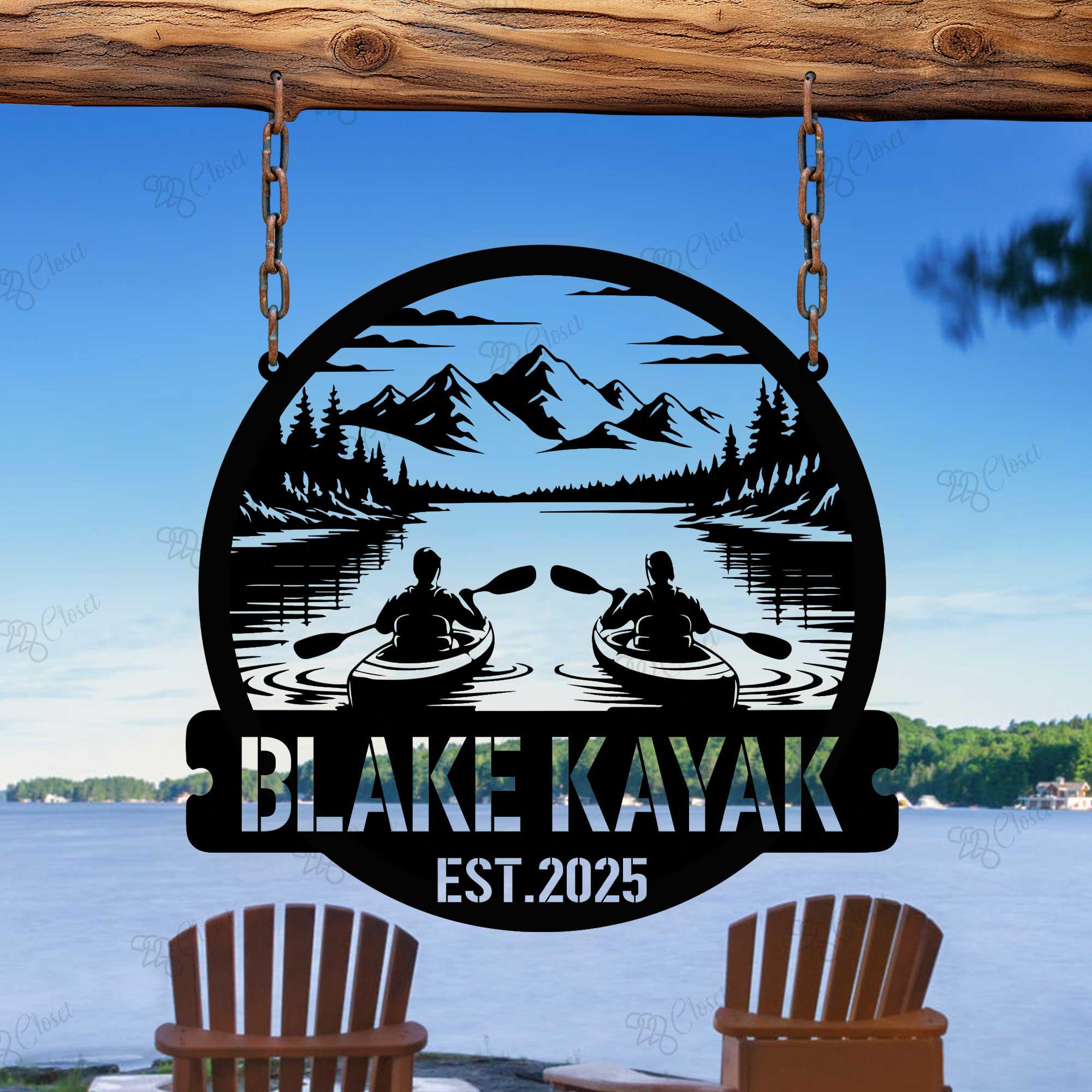 Kayaking Sign Custom Kayak Lake House Sign,kayaking Sign,kayak Cabin Metal Sign ...