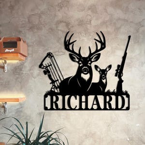 Custom Hunting Metal Sign, Deer Hunting Sign, Personalized Hunter Name Sign, Cabin Decor, Man cave Sign, Hunter Gift, Outdoor Decor