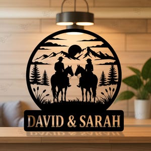 Custom Riding Couple Metal Sign,Cowboy Couple Sign,Couple Horse Riding Sign, Home Decor,Romantic Western Wall Art