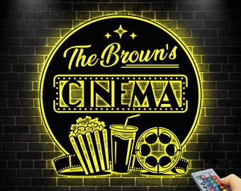 Custom Home Cinema LED Sign,Movie Theater Wall Sign,ome Theater Neon Sign,Popcorn Movie Sign,Cinema Wall Decor,Movie Room Neon Sign