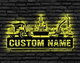 Custom Construction Neon Sign,Personalized Construction Sign,Construction Truck Neon Sign,Construction Vehicles Neon Light