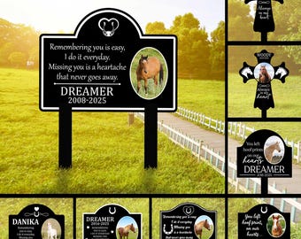 Personalized Horse Photo Grave Maker, Horse Memorial Gift, Horse Photo Memorial Sign,Horse Grave Maker,  Horse Lover Gift, Pet Loss Gift