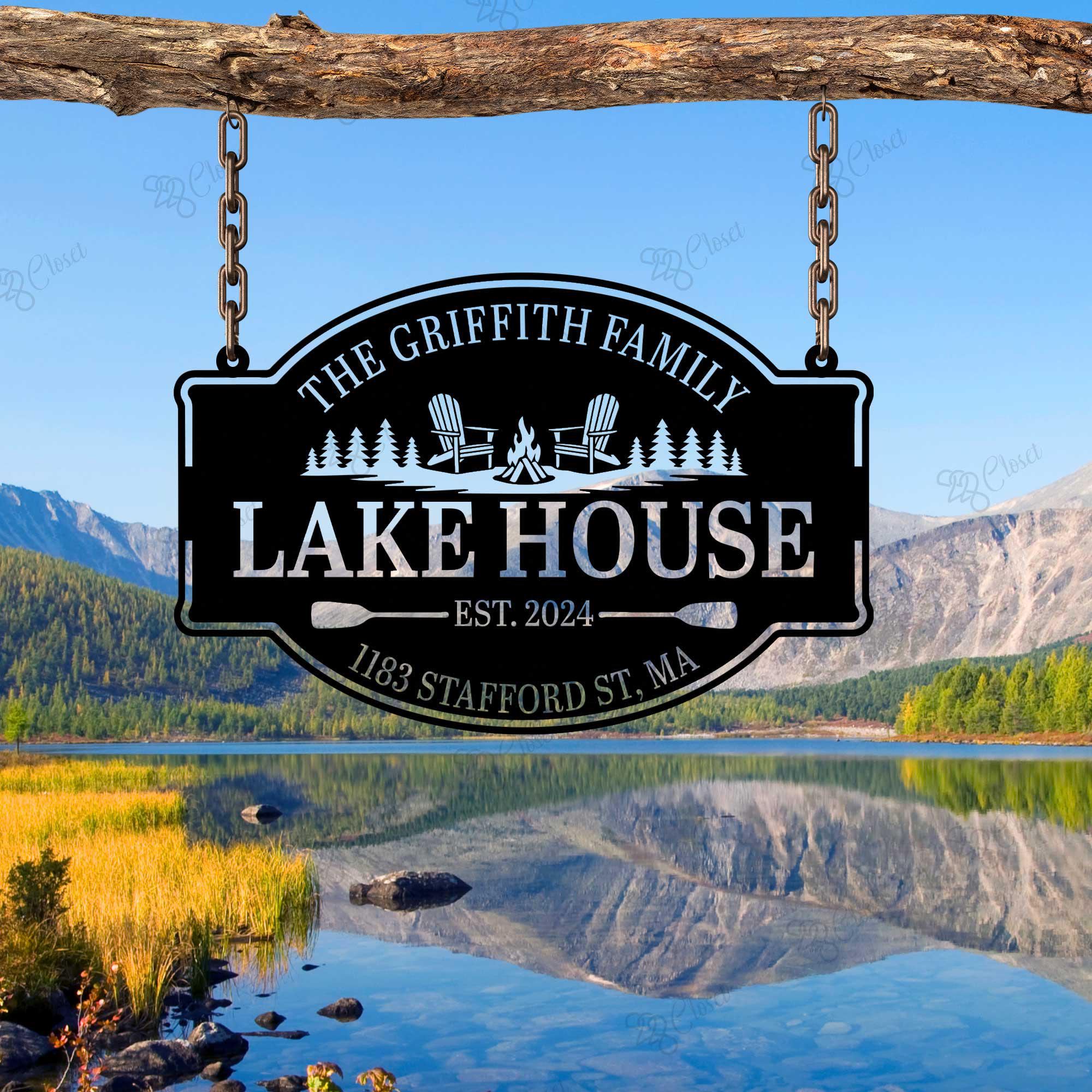Custom Lakehouse Decor, Lake House Metal Sign, Family Lake House Sign ...