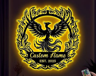 Custom Phoenix LED Sign,Phoenix LED Wall Decor,Phoenix Metal Art,Man Cave Decor,Home Decor